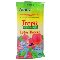 Влажные салфетки Aura "Tropic Cocktail Lotus Breeze", 20 шт артикул 11957b.